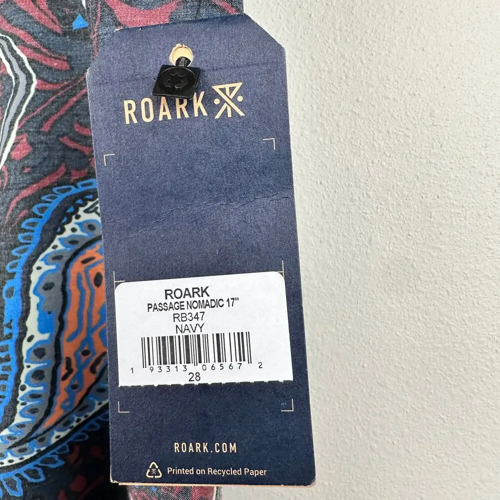 NEW Roark Passage Nomadic 17” Boardshort Blue Paisley 28 Outdoor Beach Swim